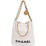 Chanel 22 Quilted Stitched Lambskin Small Drawstring Crossbody Handbag