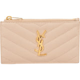 Saint Laurent Matelassé Grained Leather Cassandre Mini Wallet