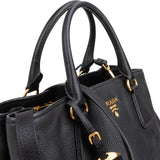 Prada Black Vitello Daino Leather Tote Handbag