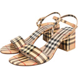 Burberry Nova-Check Monogram Patent Leather Cornwall Block Heel Sandals (39)
