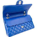 Chanel Bleu Quilted Lambskin Medium Double Flap Shoulder Bag