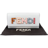 Fendi Blue Leather Studded Emblem Wallet On Chain Crossbody Bag