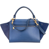 Celine Blue Suede & Grained Calfskin Trapeze Handbag