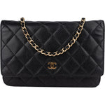 Chanel Quilted Caviar Leather Wallet On Chain Crossbody Bag - vintageandkickz