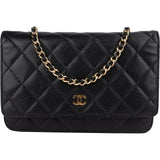 Chanel Quilted Caviar Leather Wallet On Chain Crossbody Bag - vintageandkickz