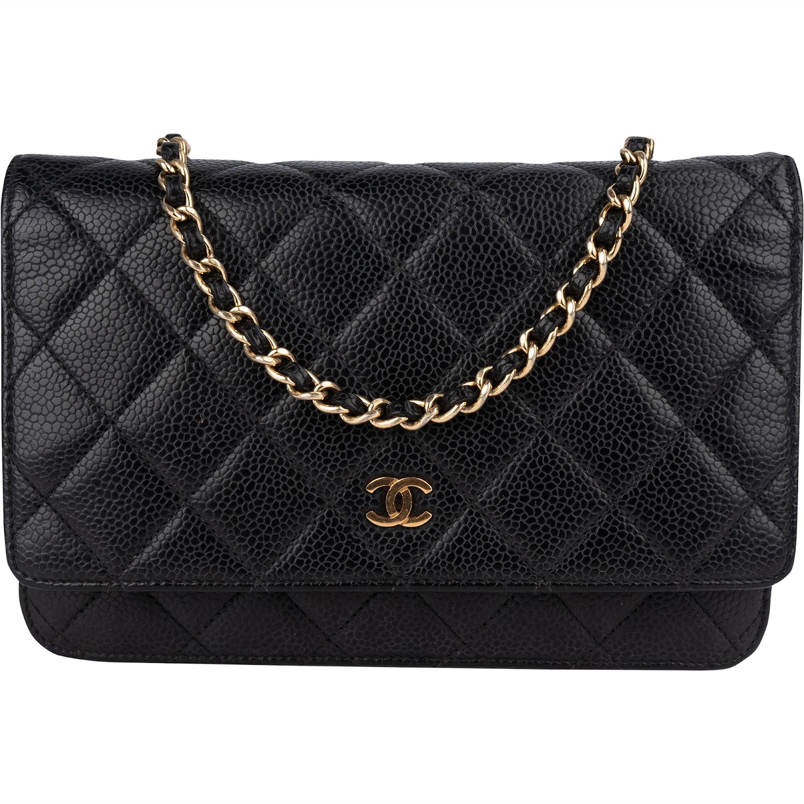 Chanel Quilted Caviar Leather Wallet On Chain Crossbody Bag - vintageandkickz