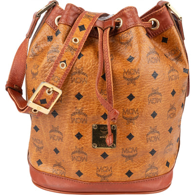 MCM Monogram Visetos Drawstring Bucket Crossbody Bag