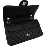 Chanel Quilted Caviar Leather Palladium Medium Double Flap Shoulder Bag