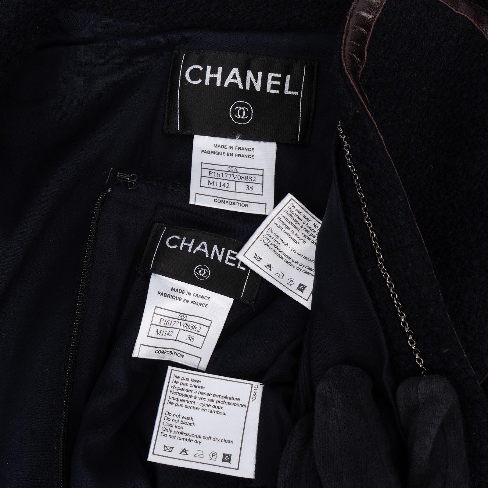 [🔄️B12 / F12] Chanel Multicolor Tweed Skirt with Leather Trim Suit - vintageandkickz