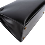 Hermès Noir Box Calf Kelly Sellier 28 Handbag