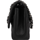 Chanel Quilted Lambskin Palladium Jumbo Double Flap Crossbody Bag