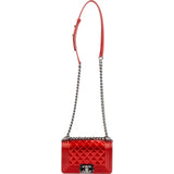 Chanel Quilted Patent Leather Small Boy Single Flap Crossbody Bag