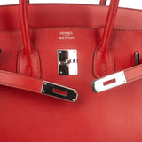 Hermès Rouge Epsom Leather Palladium Birkin 35 Handbag