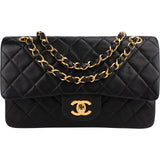 Chanel Quilted Lambskin 24K Gold Small Double Flap Shoulder Bag