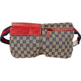 Gucci Grained Leather Monogram GG Canvas Web Stripe Crossbody Belt Bag