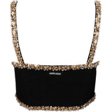Miu Miu Black Tweed Embellished Button Up Bralette Top (IT 38)