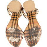 Burberry Nova-Check Monogram Patent Leather Cornwall Block Heel Sandals (39)