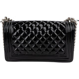 Chanel Quilted Patent Leather Medium Boy Crossbody Bag