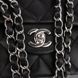 Chanel Quilted Lambskin Palladium Medium Double Flap Shoulder Bag