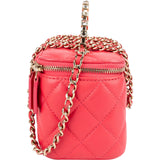 Chanel Quilted Lambskin Crystal Emblem CC Vanity Case Crossbody Bag