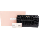 Miu Miu Crocodile Embossed Leather Zip Around Wallet