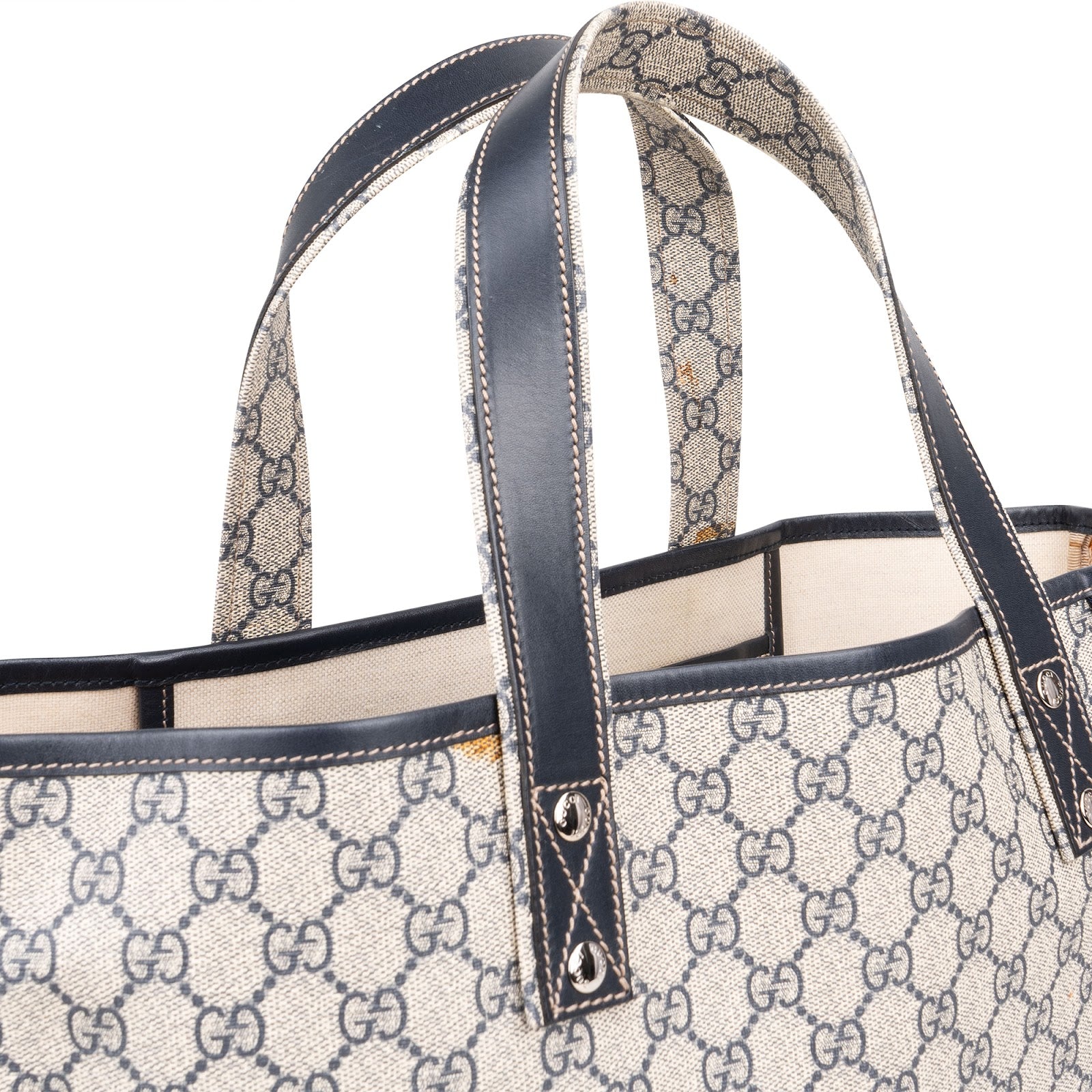 [🔄️B20 / F25] Gucci Supreme Monogram GG Plus Canvas Web Tote Shoulder Bag - vintageandkickz