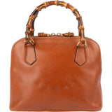Gucci Brown Calfskin Bamboo Vintage Small Handbag