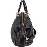 Gucci Black Leather New Bamboo Top Handle Bowling Handbag