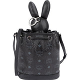 MCM Monogram Visetos Rabbit Drawstring Small Bucket Crossbody Bag