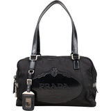 Prada Tessuto Patent Leather Emblem Satchel Handbag
