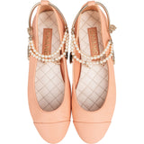 Chanel Lambskin Pearl Charm Strap Cap Toe Ballerina Flats (37,5)