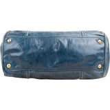 Miu Miu Blue Vitello Shine Leather Satchel Handbag