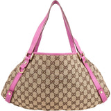 Gucci Monogram GG Canvas Pink Leather Abbey Shoulder Bag
