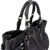 Prada Black Nappa Leather Ruched Tote Handbag