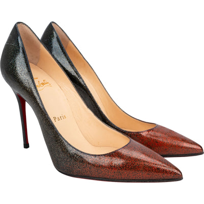 Christian Louboutin Glitter Ombre Patent Leather Decollete So Kate 100 Pumps (36)