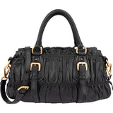 Prada Black Nappa Leather Gauffre Satchel Handbag