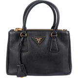 Prada Black Saffiano Leather Small Galleria Handbag