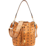 MCM Monogram Visetos Aren Drawstring Bucket Crossbody Shoulder Bag