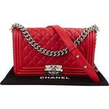 Chanel Perforated Quilted Lambskin Palladium Medium Boy Crossbody Bag