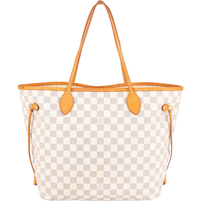 Louis Vuitton Monogram Damier Azur Canvas Neverfull MM Shoulder Bag - vintageandkickz