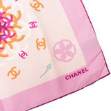 Chanel Pink CC Flower Medallions Silk 90 Scarf Tuch