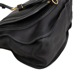 Chloé Black Grained Calfskin Marcie Satchel Handbag