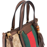 Gucci Monogram GG Canvas Bella Bamboo Tassel Tote Handbag