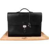 Hermès Noir Box Calf Leather Sac à Dépêches Business Handbag