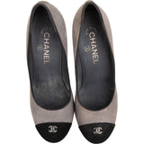 Chanel Suede Cap Toe CC Pumps (38)