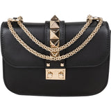 Valentino Garavani Leather Rockstud Glam Lock Flap Crossbody Bag