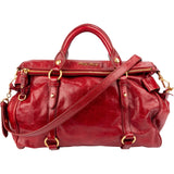 Miu Miu Red Vitello Lux Leather Bow Satchel Handbag