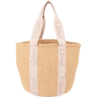 Chloé Raffia Woody Medium Basket Shoulder Bag