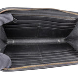 Bottega Veneta Black Intrecciato Leather Zip Around Wallet
