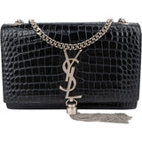 Yves Saint Laurent Croc-Embossed Leather Kate Tassel Crossbody Bag